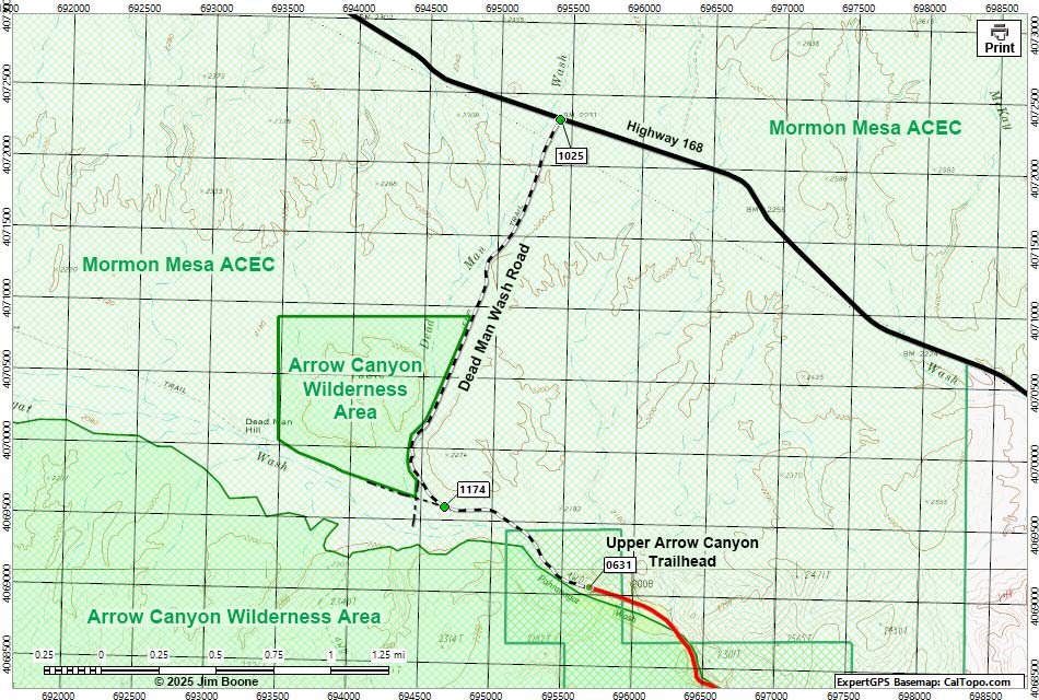 Dead Man Wash Road Map